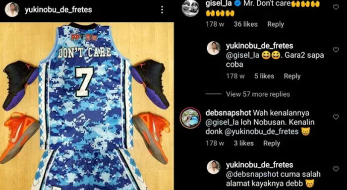 Percakapan Gisella Anastasia dan Michael Yukinobu De Fretes di Instagram.