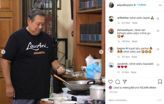 SBY memasak di Istana Cikeas (Instagram/aniyudhoyono)