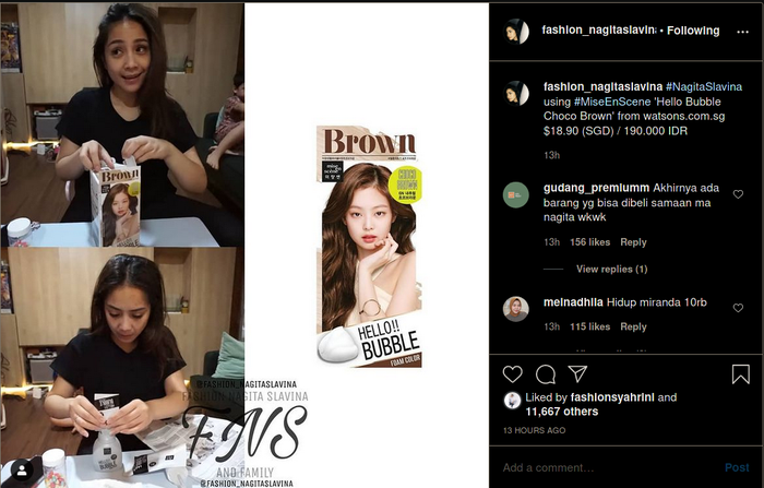 Pakai cat rambut seharga Rp 200 ribu produk milik Blackpink, Nagita Slavina bikin netizen bengek