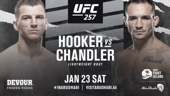 Poster pertarungan Dan Hooker vs Michael Chandler pada UFC 257. 