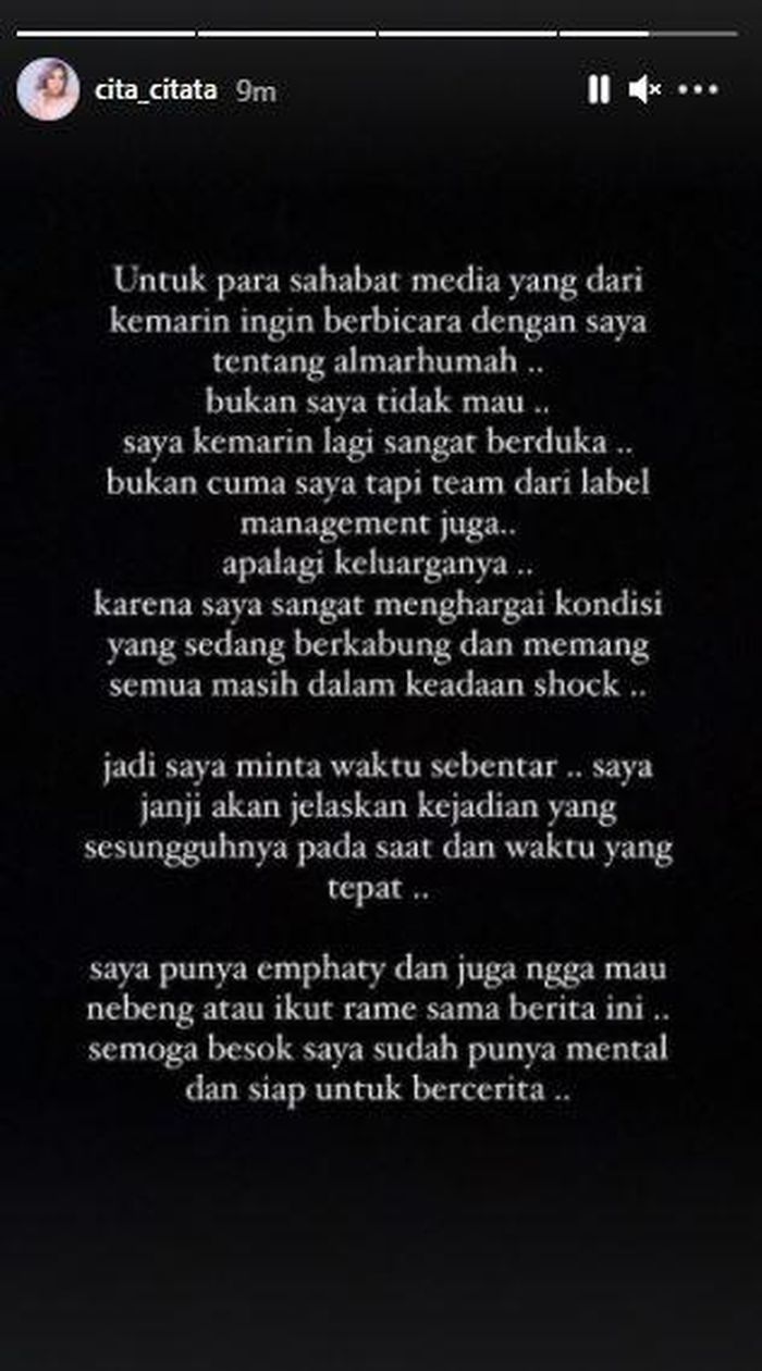 Unggahan Cita citata di instagram