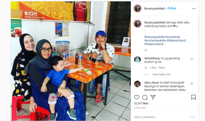 Potret Arya Saloka makan bareng anak dan istrinya