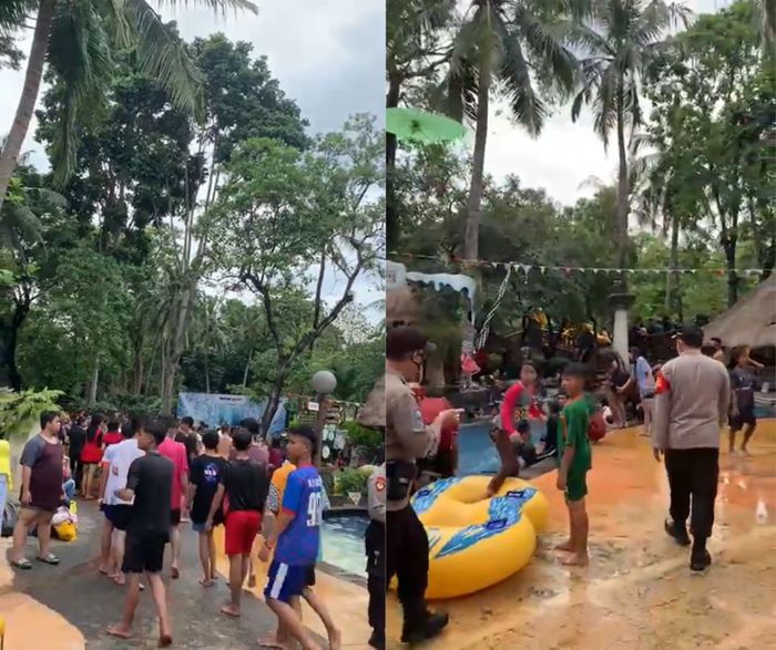 Waterboom Lippo Cikarang dipenuhi pengunjung dengan mengabaikan protokol kesehatan