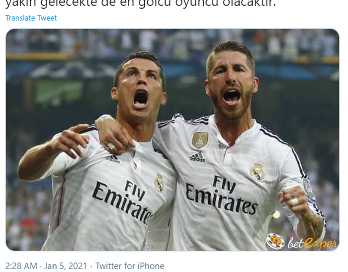 Sergio Ramos (kanan) dan Cristiano Ronaldo saat masih sama-sama memperkuat Real Madrid.