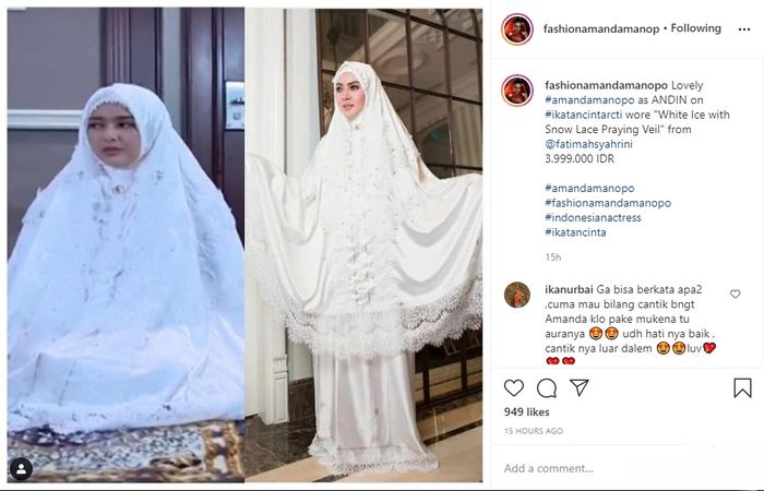 Naik Pamor Usai Dikenakan Amanda Manopo Dalam Sinetron Ikatan Cinta Mukena Mewah Syahrini Ternyata Harganya Tembus Rp 4 Juta Per Helainya