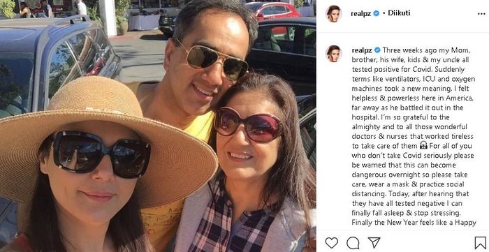 Preity Zinta mengabarkan bahwa beberapa anggota keluarganya sempat terinfeksi Covid-19 