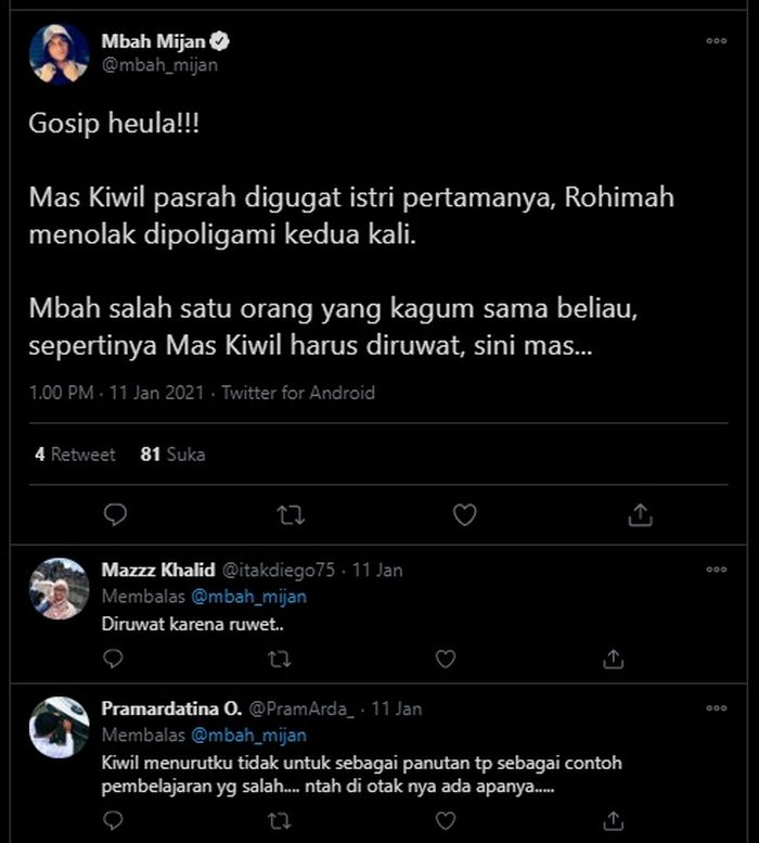 Postingan Mbah Mijan di Twitter Tangkap layar Twitter @Mbah_mijan