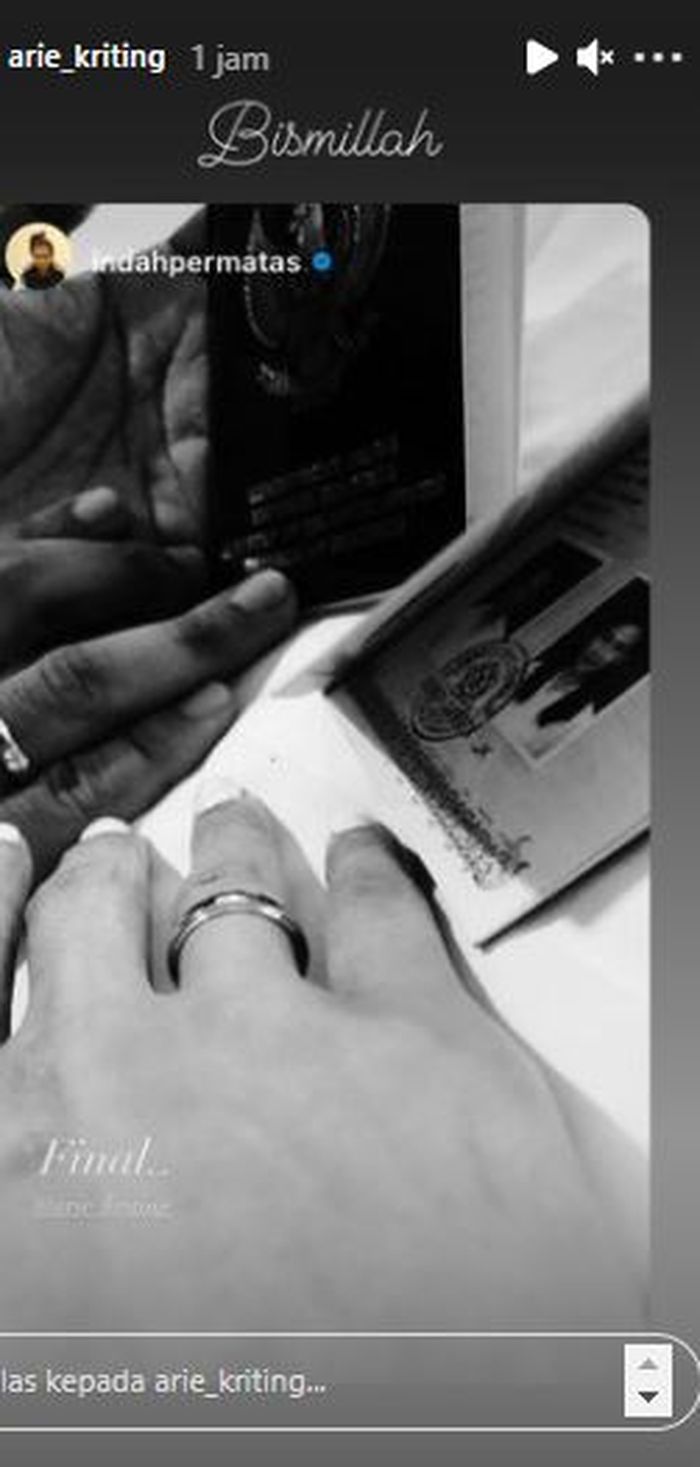 Arie Kriting dan Indah Permatasari menikah