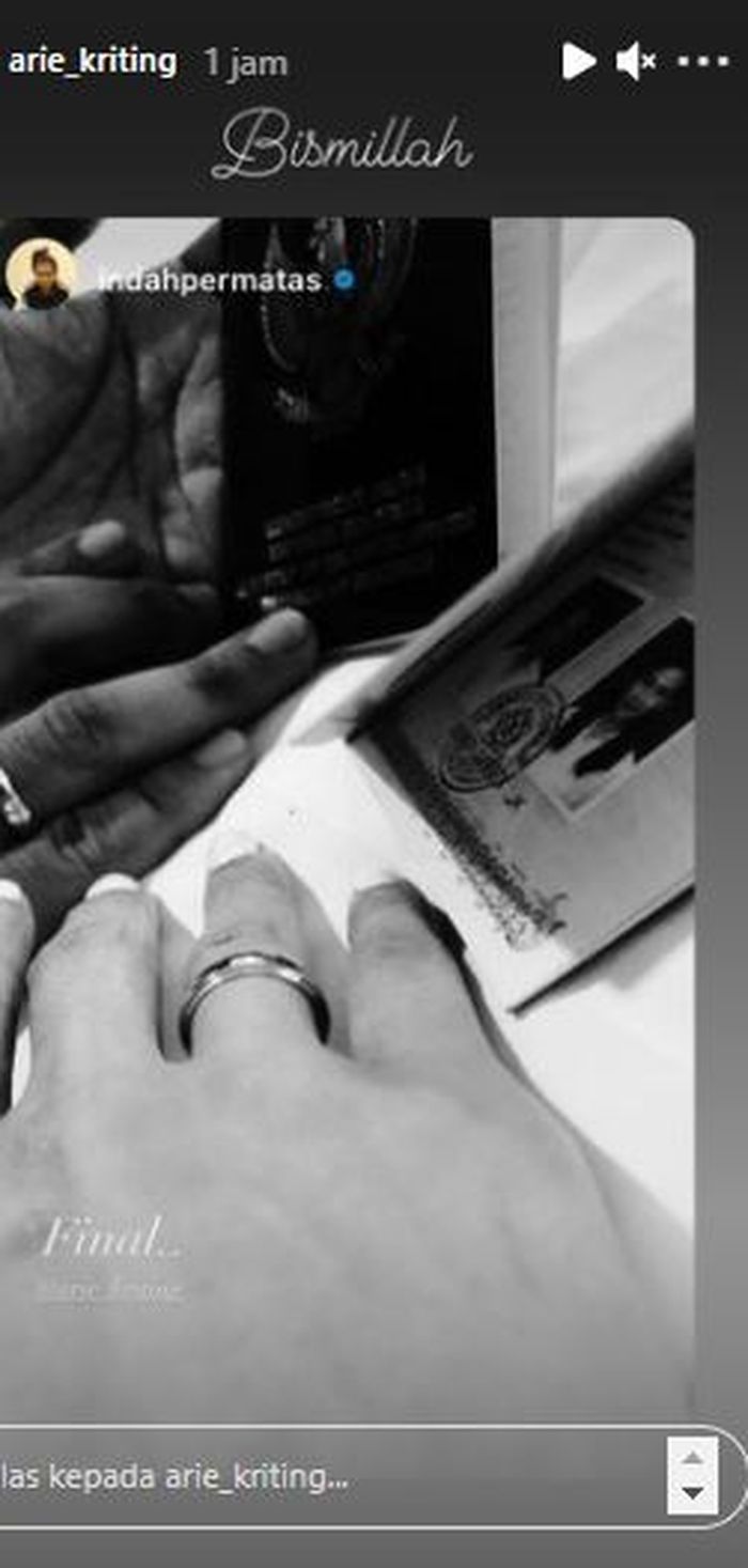 Arie Kriting dan Indah Permatasari menikah