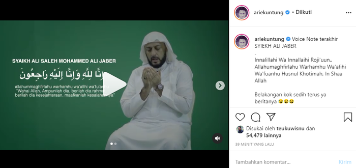 Unggahan dalam <a href='https://jambi.tribunnews.com/tag/instagram' title='Instagram'>Instagram</a> <a href='https://jambi.tribunnews.com/tag/arie-untung' title='Arie Untung'>Arie Untung</a>