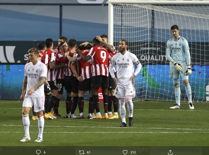 Real Madrid takluk 1-2 dari Athletic Bilbao di babak semifinal Piala Super Spanyol, Kamis (14/1/2021) waktu setempat atau Jumat dini hari WIB.