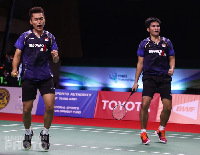 Ganda putra Indonesia, Leo Rolly Carnando dan Daniel Marthin, pada babak perempat final Thailand Open I 2021, Jumat (15/1/2021)