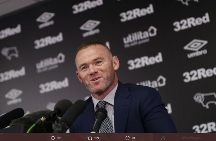 Legenda Manchester United, Wayne Rooney, saat ditunjuk menjadi manajer tetap Derby County.