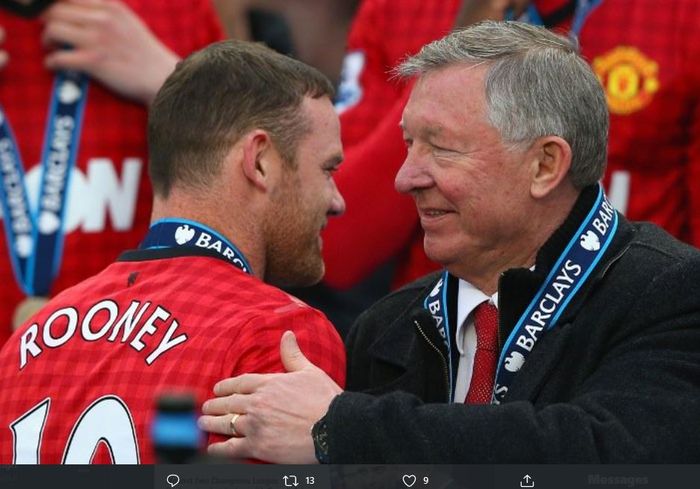 Wayne Rooney dan Sir Alex Ferguson saat masih sama-sama membela Manchester United.