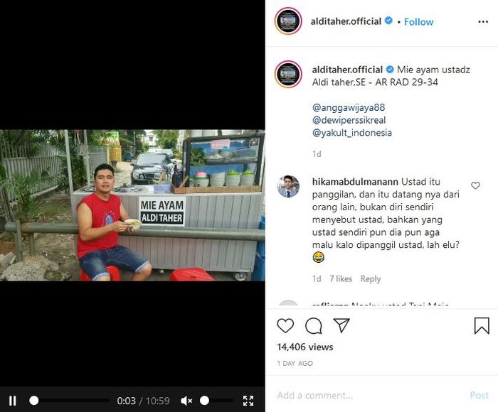 Postingan Aldi Taher