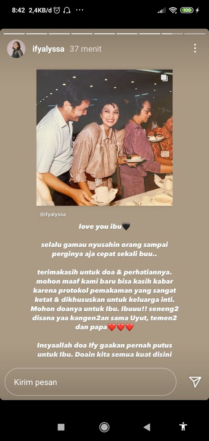 Ify kenang almarhum Farida Pasha