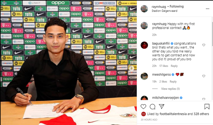 Pemain keturunan Indonesia, Raymond Huizing, resmi dikontrak oleh klub baru Bagus Kahfi, FC Utrecht.