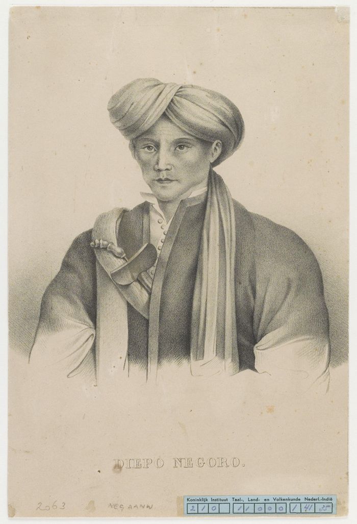 Lukisan pensil bertajuk Diepo Negoro yang dibuat sekitar 1850 oleh F.V.A. De Stuers.