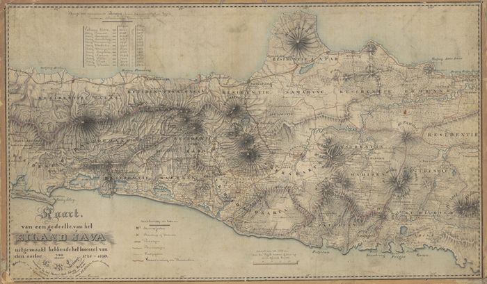 Peta sebagian Pulau Jawa: Latar Belakang Perang 1825-1830 oleh L.M. Lange, publikasi 1840. Dia adalah mayor Nederlandsch Indisch Leger dari Ridder der Militaire Willems Orde.