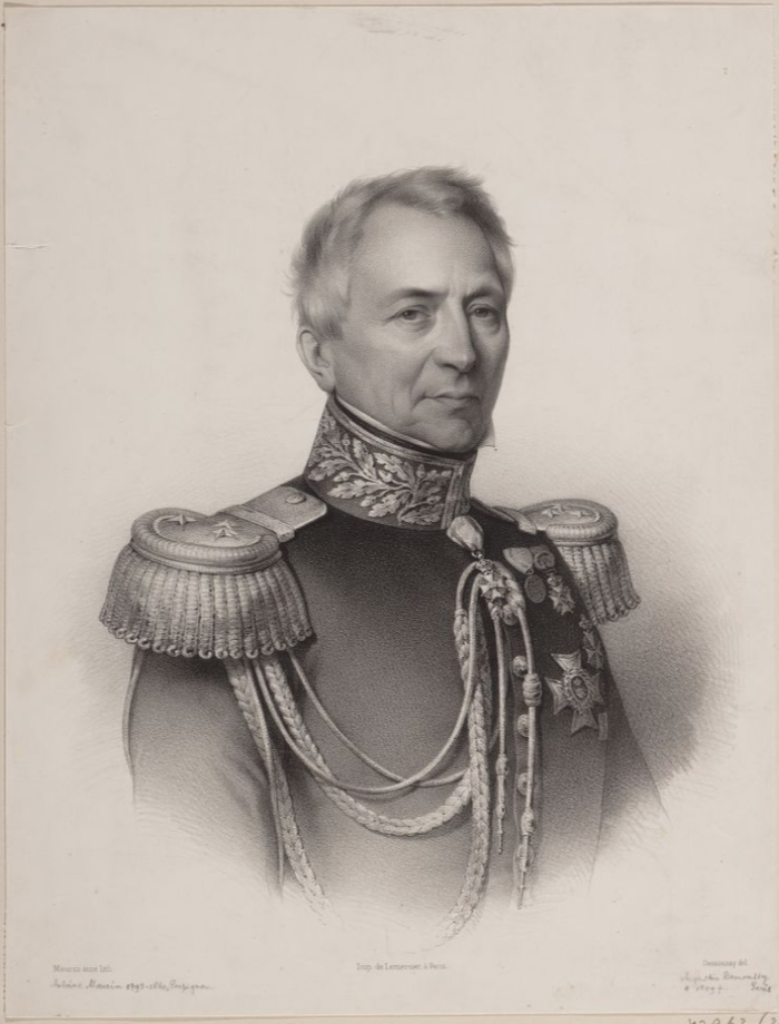 Lukisan potret Luitenant-generaal F.D. Cochius karya Augustin Demoussy, sekitar 1850. Dia adalah pemrakarsa benteng-medan dan strategi stelsel benteng sepanjang Perang Jawa.