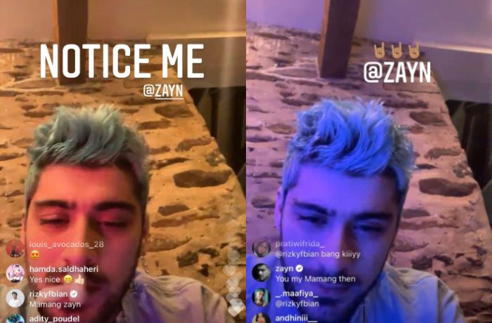 Tangkap layar Instagram @rizkyfbian
Zayn Malik membalas sapaan Rizky Febian dalam bahasa Sunda saat siaran langsung.