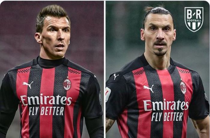 Dua penyerang gaek AC Milan, Mario Mandzukic dan Zlatan Ibrahimovic.