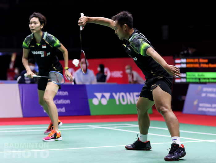 Pasangan ganda campuran Indonesia, Hafiz Faizal/Gloria Emanuelle Widjaja, saat tampil pada babak kesatu Thailand Open II 2021 di Impact Arena, Bangkok, Rabu (20/1/2021).