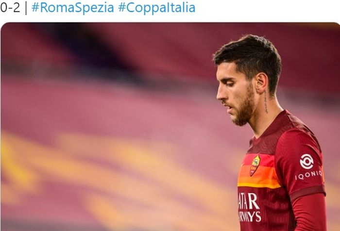 Gelandang AS Roma, Lorenzo Pellegrini, saat menjamu Spezia dalam babak 16 besar Coppa Italia 2020-2021 di Stadion Olimpico, Selasa (19/1/2021) waktu setempat atau Rabu pukul 03.15 WIB.