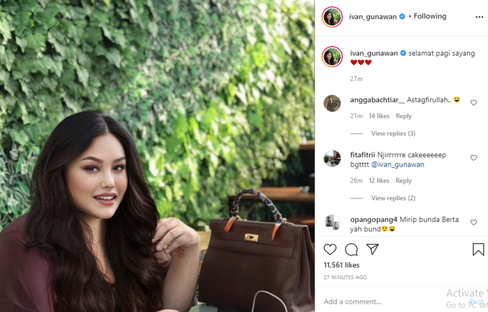 Foto Ivan Gunawan yang mencoba filter menjadi foto perempuan.
