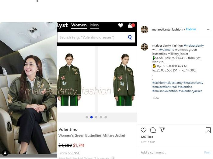 Harga jaket army Maia Estianty.