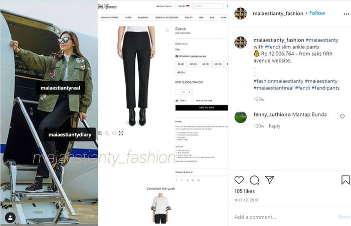 Harga celana hitam polos Maia Estianty.