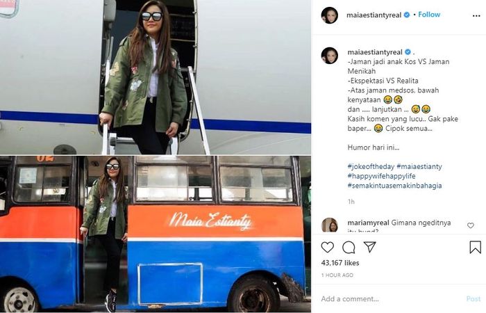 Unggahan Maia Estianty yang diedit seperti berada di metro mini.