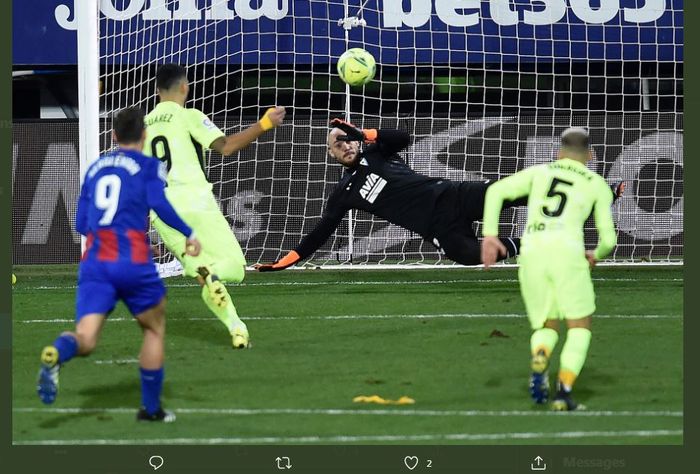 Gol penalti Luis Suarez ke gawang Eibar (21/1/2021) menjadi lesakan ke-500 miliknya sepanjang karier profesional.