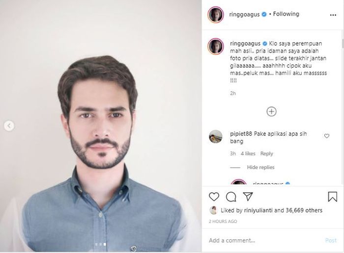 Ringgo Agus Rahman Bagikan Foto Istri Berubah Jadi Laki Laki Warganet Justru Merasa Disuguhkan Potret Bjorka Di Masa Depan