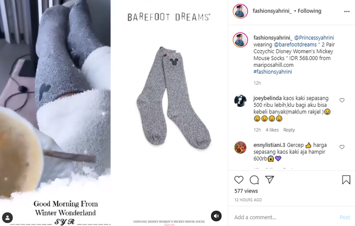 Harga kaos kaki Syahrini