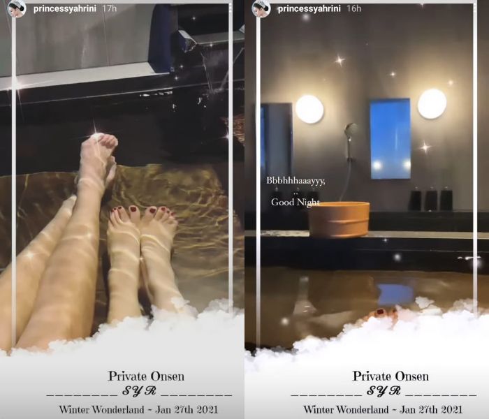 Syahrini dan Reino Barack sambangi onsen di tengah gunung bersalju (Instagram @princessyahrini)