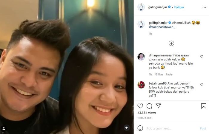 Postingan Galih GinanjarTangkap layar Instagram @galihginanjar