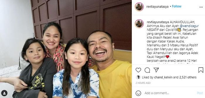 Postingan istri Wendy Cagur usai negatif covid