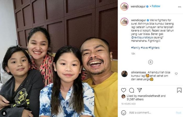 Postingan Wendy Cagur usai negatif covid