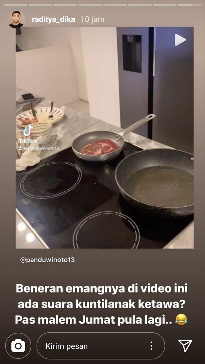 Instagram Story Raditya Dika yang menanyakan suara kuntilanak di rumahnya