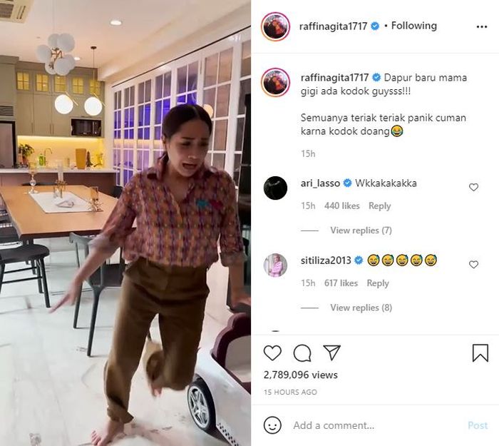 Tangkap Layar Video <a href='https://palembang.tribunnews.com/tag/nagita-slavina' title='Nagita Slavina'>Nagita Slavina</a> Lari dari Dapur Gara-gara Kodok.