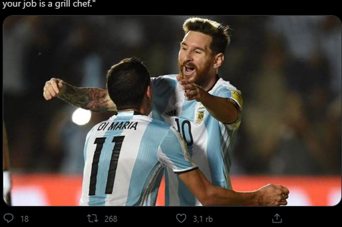 Lionel Messi dan Angel Di Maria saat memperkuat timnas Argentina