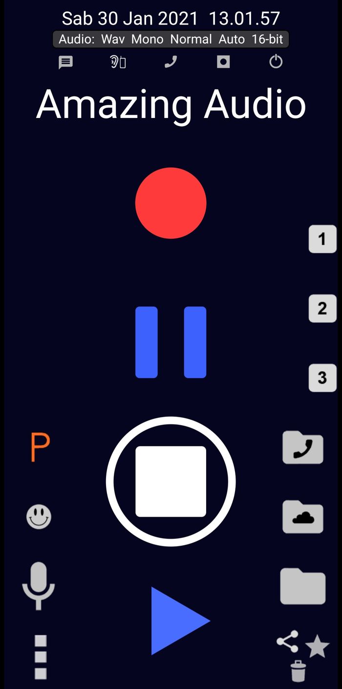 Tampilan aplikasi Amazing Audio MP3 Recording.