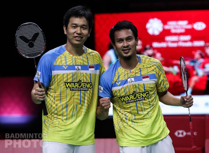 Ahsan/Hendra saat lolos ke semifinal BWF World Tour Finals 2020.