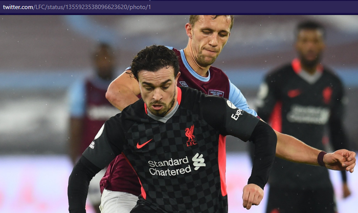 Pemain Liverpool, Xherdan Shaqiri, saat melawat ke markas West Ham dalam laga pekan ke-21 Liga Inggris 2020-2021, Minggu (31/1/2021) pukul 23.00 WIB. 