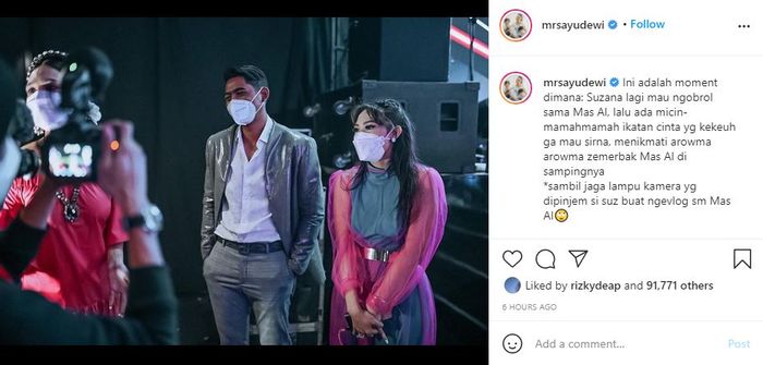 Unggahan <a href='https://palembang.tribunnews.com/tag/ayu-dewi' title='Ayu Dewi'>Ayu Dewi</a> saat bersama Arya Saloka.