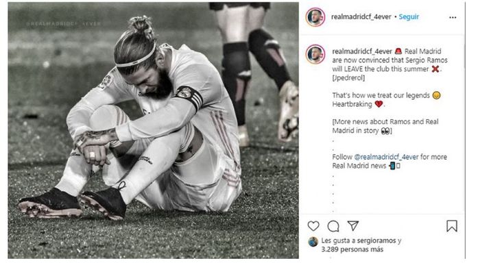 Kapten Real Madrid, Sergio Ramos, seakan menyindir klubnya setelah me-like unggahan penggemar klub juara Liga Spanyol musim lalu di Instagram.  
