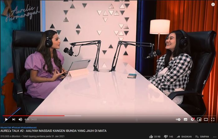 Aaliyah Massaid saat jadi teman berbincang Aurel Hermansyah
