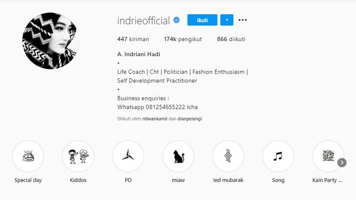 Karier Indriani Hadi, mantan istri Sahrul Gunawan