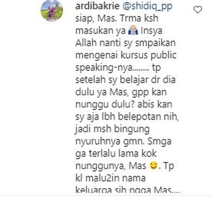 Ardi Bakrie membalas komentar netizen tentang Nia Ramadhani.